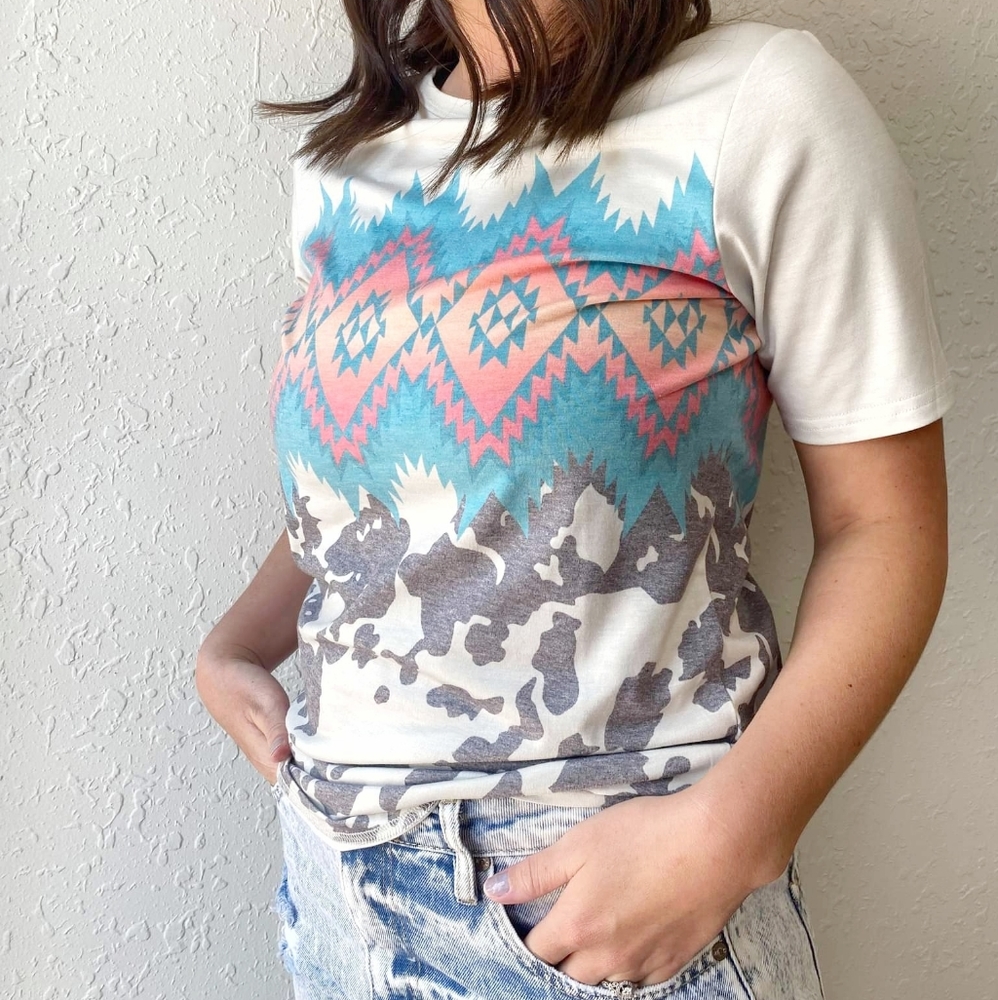 NWT Cow Print Aztec Western Shirt